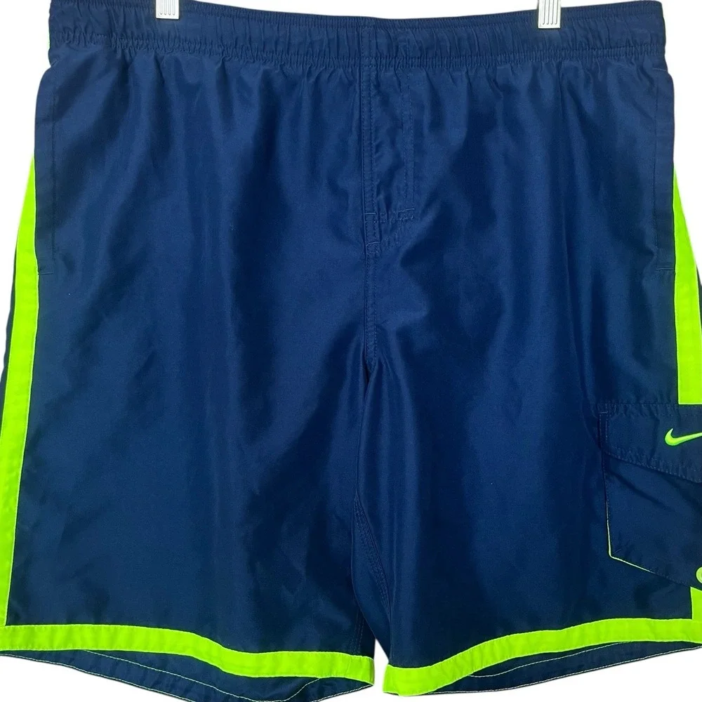 Nike Swim Trunks Shorts Mens Large Blue Lined Polyester Beach Pool Vacation